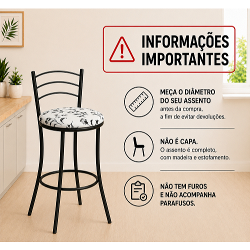 KIT 4 Assentos Estofados 35cm Para Banco/Banqueta — imagem 2 de 2