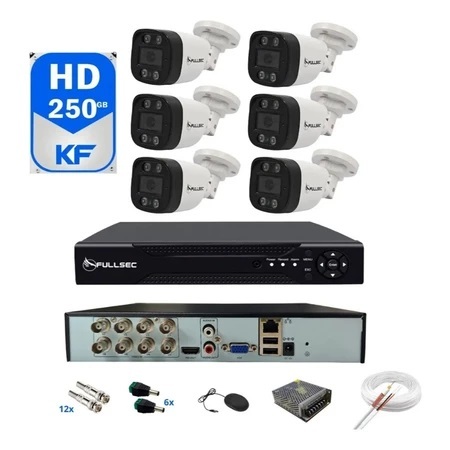 Kit 6 Câmeras Segurança 2.8mm Dvr 8 Canais Com Hd Completo