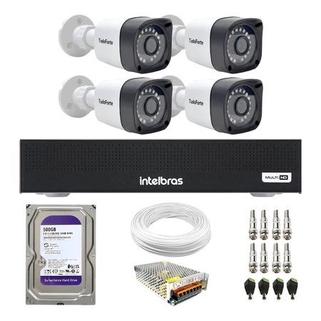 Kit 4 Câmeras Segurança Full HD DVR Intelbras 4 Canais Com HD Completo
