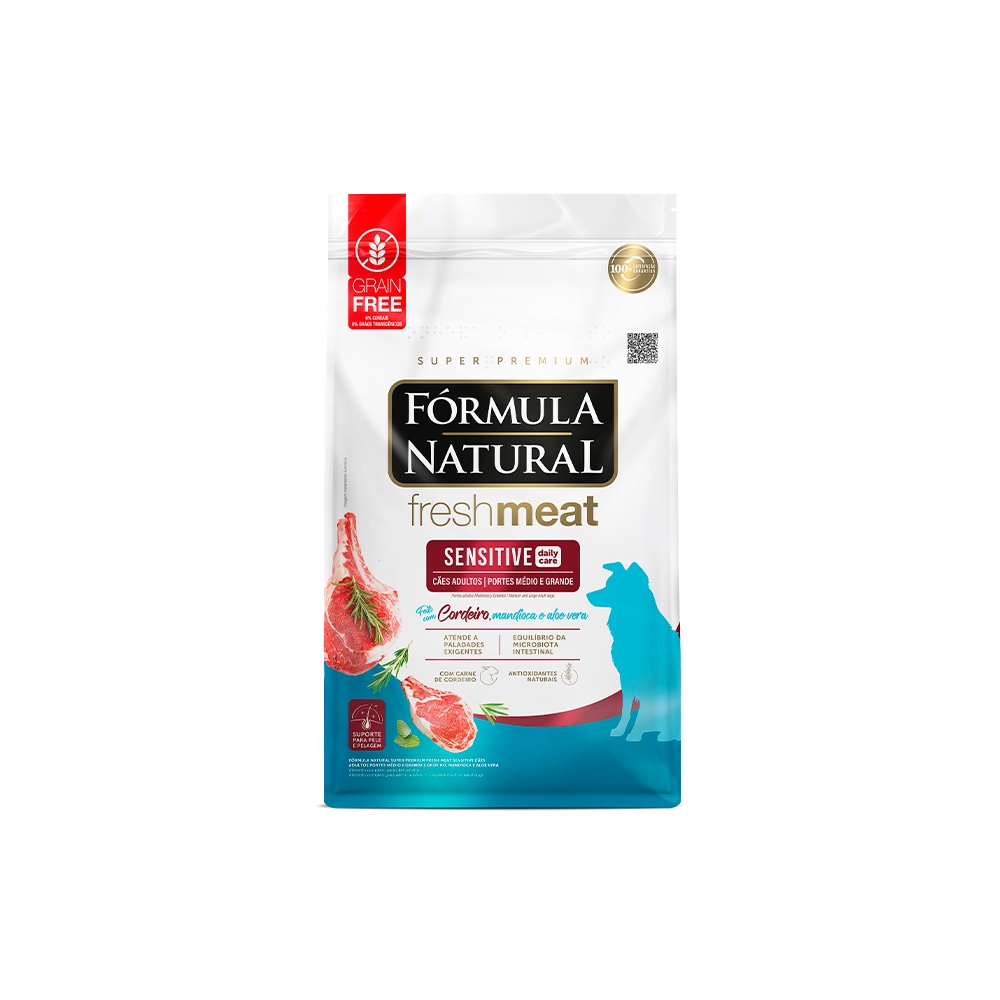 Ração Freshmeat Sensitive para Cães Adultos de Médio e Grande Porte 12kg Fórmula Natural