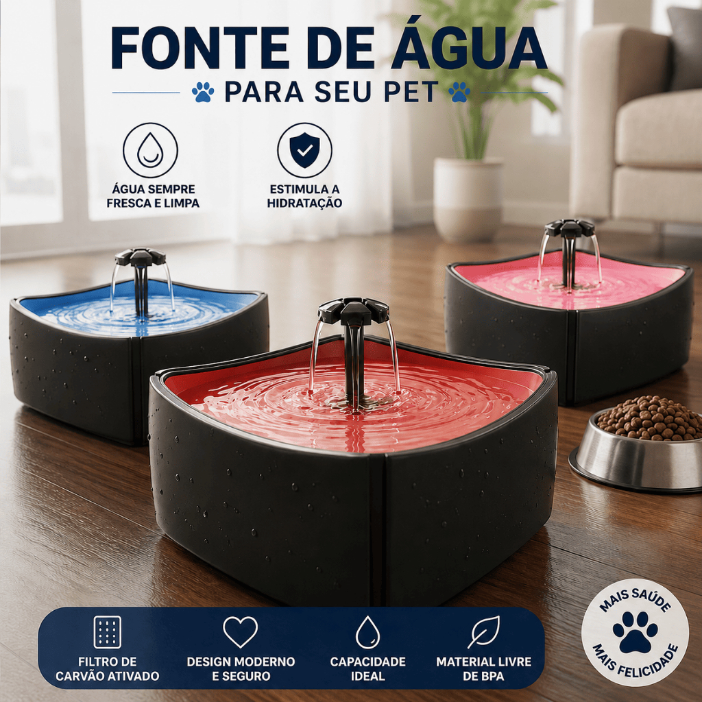 Bebedouro Fonte de Água Automático Bivolt para Gato e Cachorro 1L