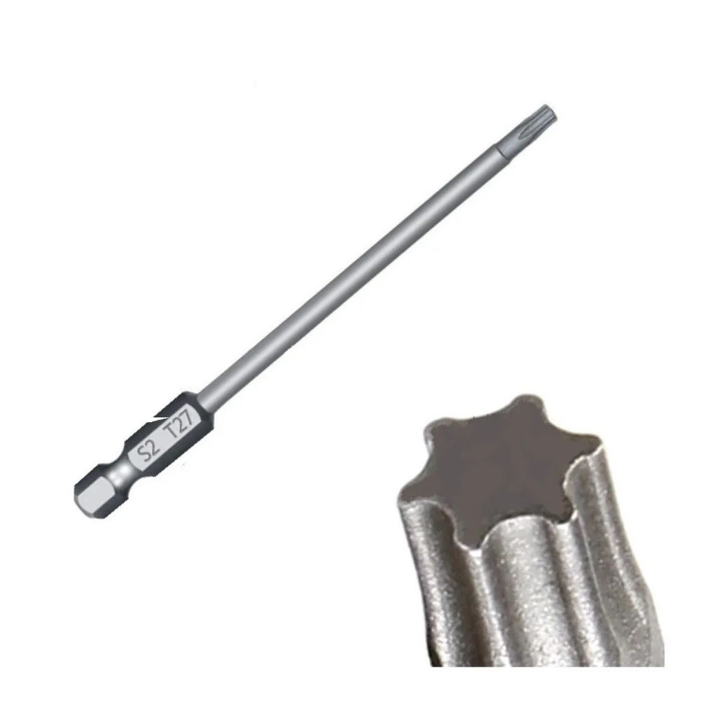 Pontas Bits Torx Longo Com Imã T27 100mm P/ Parafusadeiras