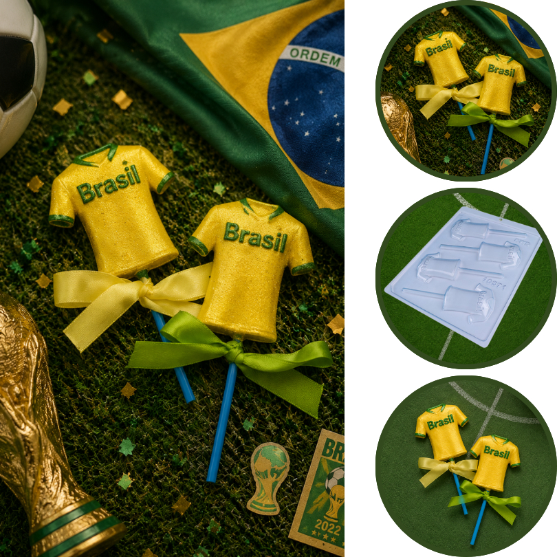 1~10 Forma  Bwb Simples Pirulito Camisa Do Brasil Futebol  Copa Do Mundo Cod 10371 (CHOCO)