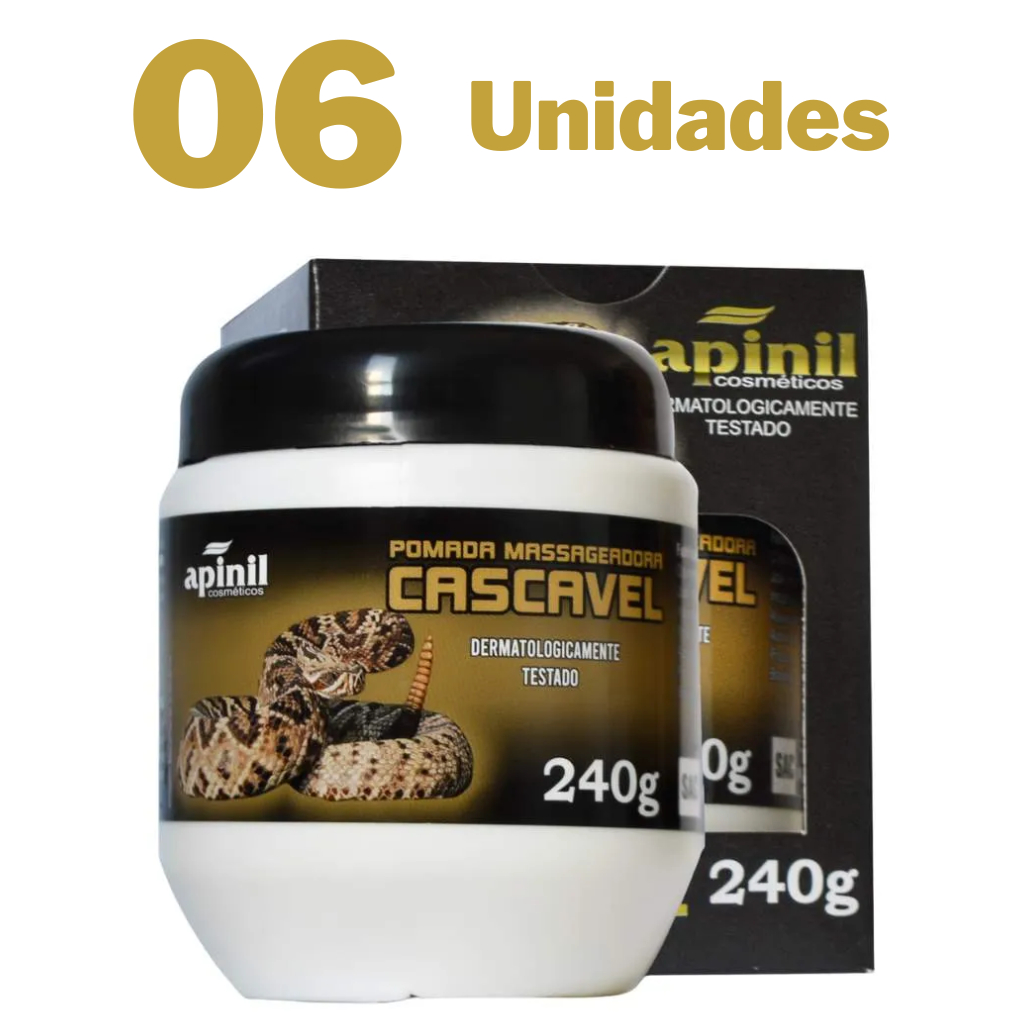 Kit 6 Pomada Massageadora Cascavel 240g Apinil