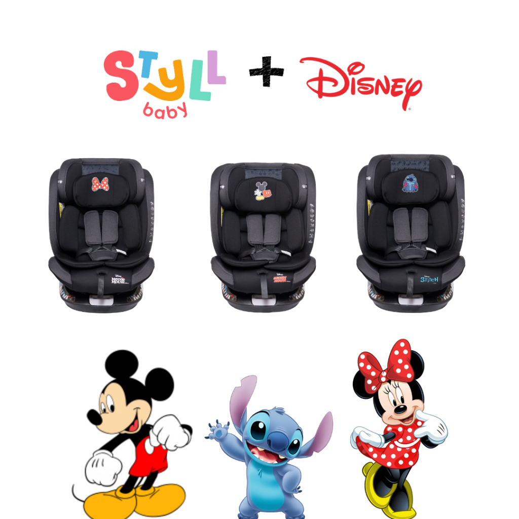 Cadeira Para Auto Styll Baby 360° Com Isofix 0 À 36kg Disney mickey minnie stitch