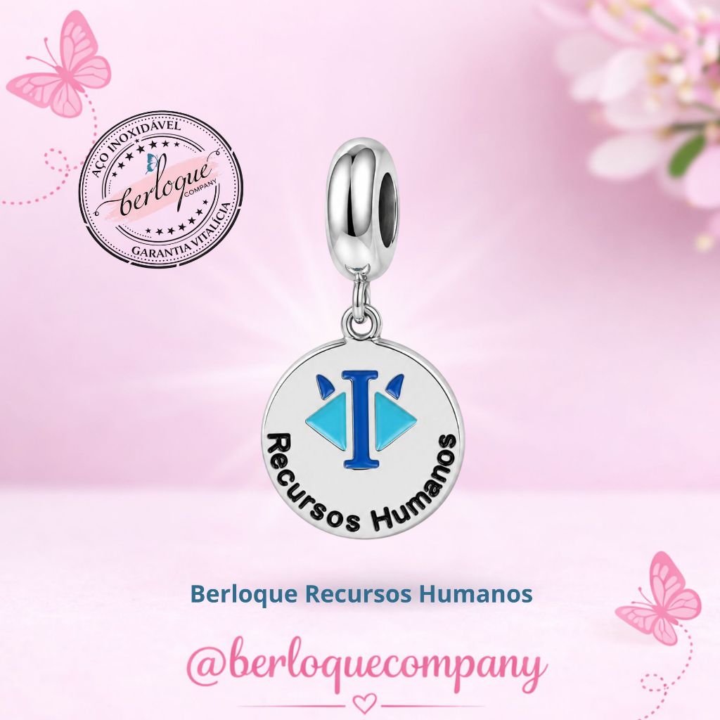 Berloque pingente para pulseira Recursos Humanos RH Formatura Profissão - Aço Inox