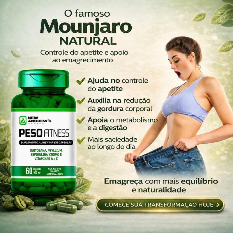 NEW ANDREWS Quitosana + Spirulina + Psyllium + Cromo + Vitamina A e C  | Suplemento Alimentar Original — imagem 1