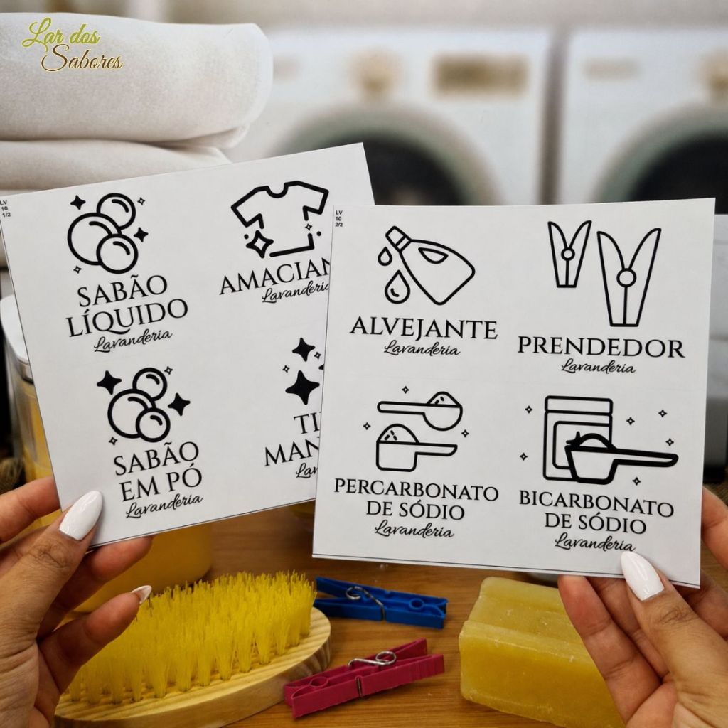 Etiquetas Transparentes para Lavanderia Sabão Líquido Sabão Pó Amaciante Tira Manchas Percarbonato
