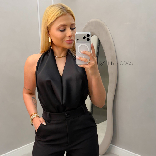 Blusa Feminina Cetim Chic Elegante Casual Sofisticada Brilho Leve Confortável Versátil Tendência
