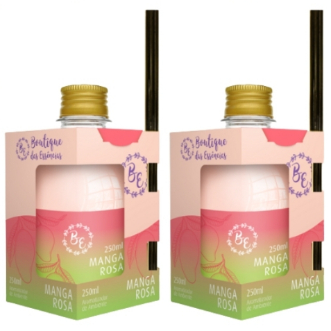 Kit 2 Aromatizador Ambiente 250ml Varetas BE Manga Rosa Difusor Casa Perfumada