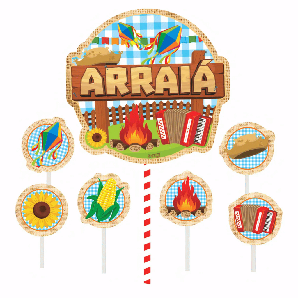 Topo De Bolo Topper Decoração Festa Junina Julina Arraiá Eva