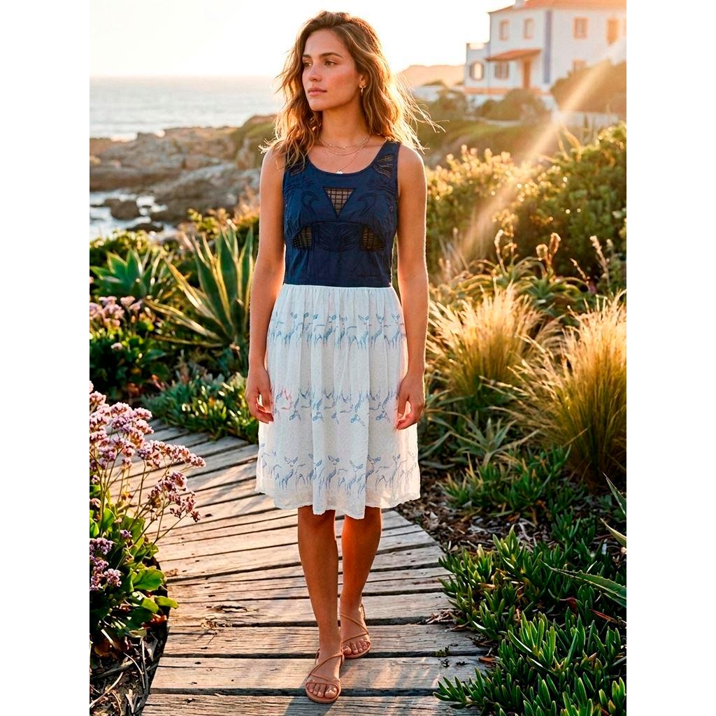 Vestido Bordado Recortes Antix - Tam. P