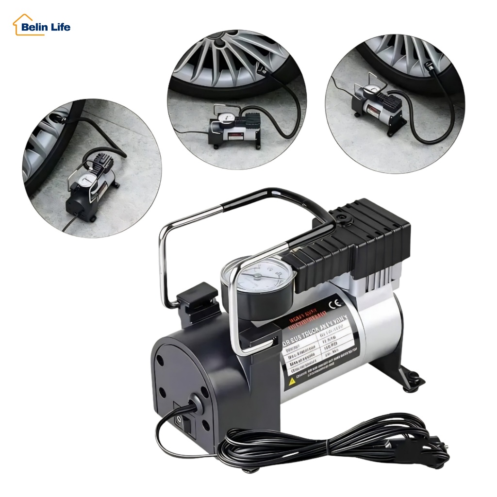Compressor de Ar 12V Automotivo Portátil Inflador de Pneus com Manômetro Luatek LKD-217