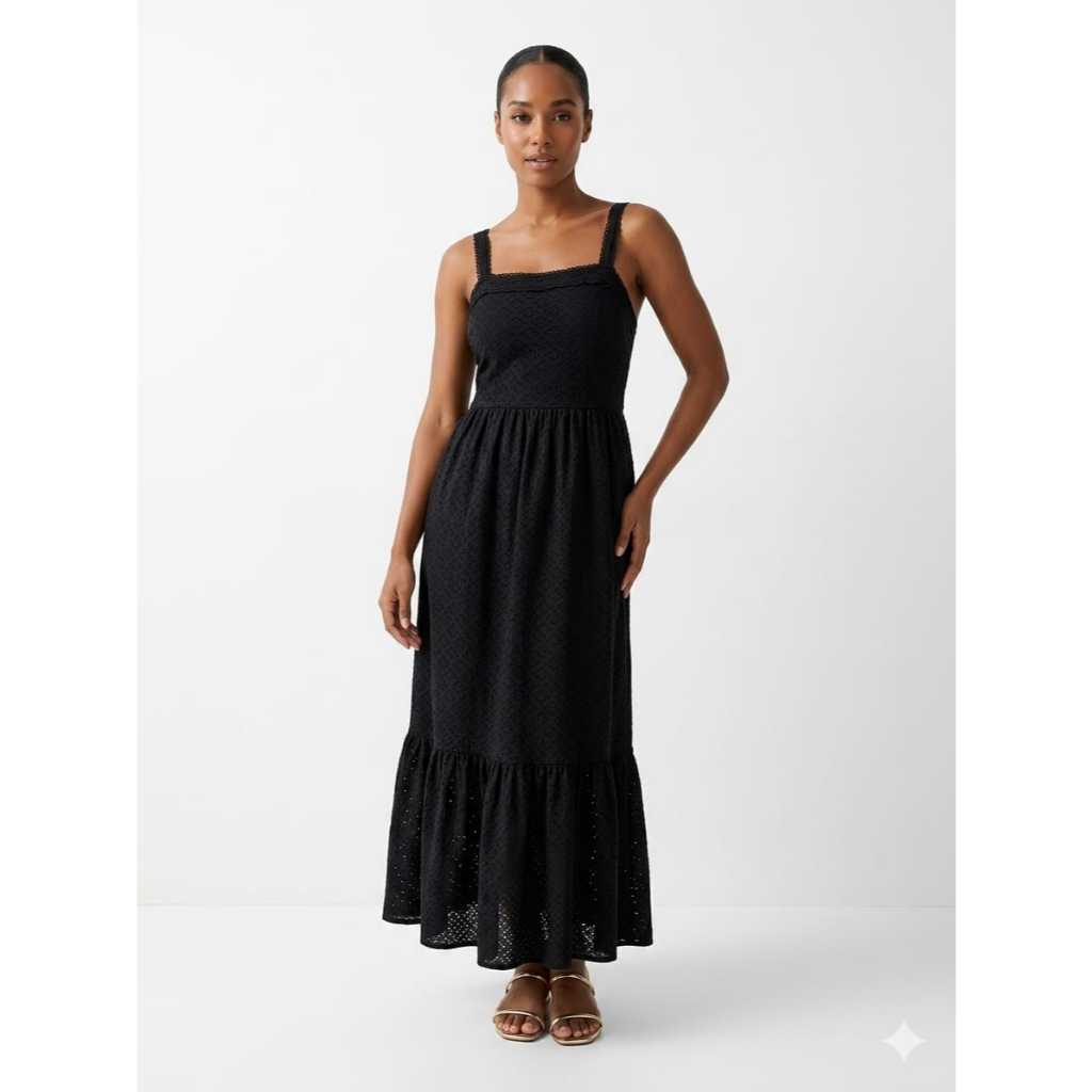 Vestido Midi Feminino em Laise Alça com Ajuste Elegante Para Eventos e dia a Dia - Super Oferta