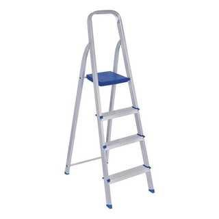 Escada Alumínio 4 Degraus Azul Ideal para Apartamento, Casa e Trabalho