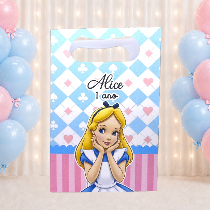 SACOLINHA PERSONALIZADA PARA LEMBRANCINHAS ALICE NO PAÍS DAS MARAVILHAS | SACOLA PERSONALIZADA | SACOLA SURPRESA