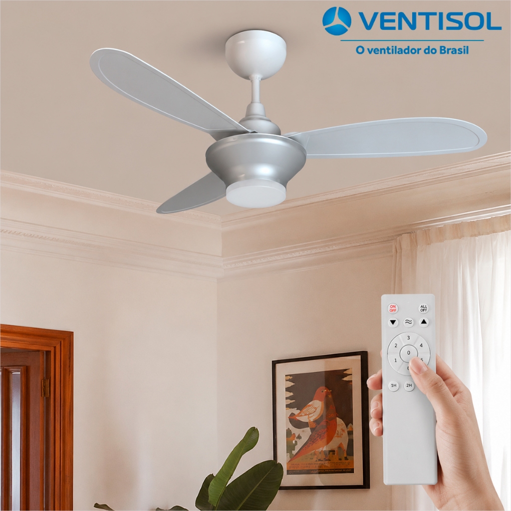 Ventilador de Teto de Controle Remoto Ventilador Teto Luminária Ventilador de Teto Preto Ventisol