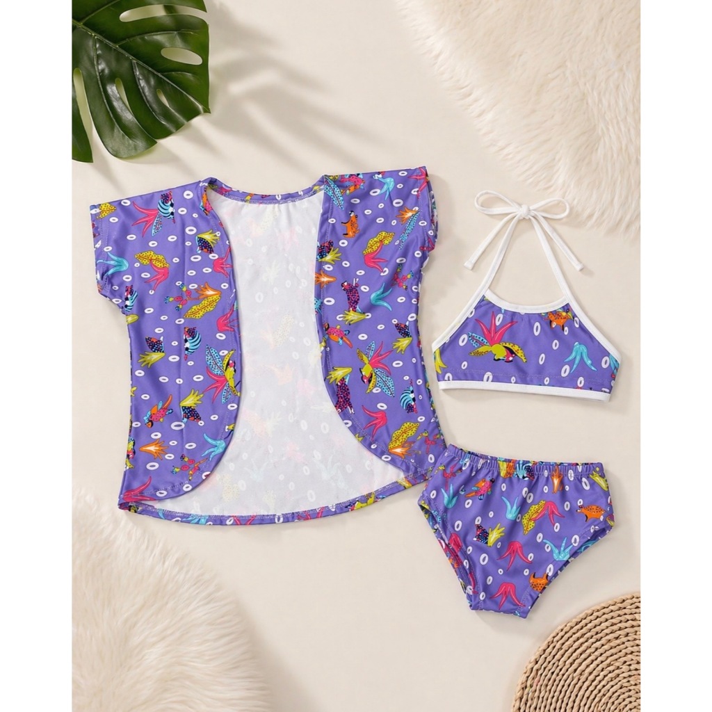 Triquini Infantil ; Biquíni com kimono infantil ; Kit Biquíni infantil ; Kimono infantil