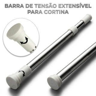 Varão Extensível Inox Cortina Pia de Cozinha, Cortina Box Banheiro, Cortina de Porta Retrátil