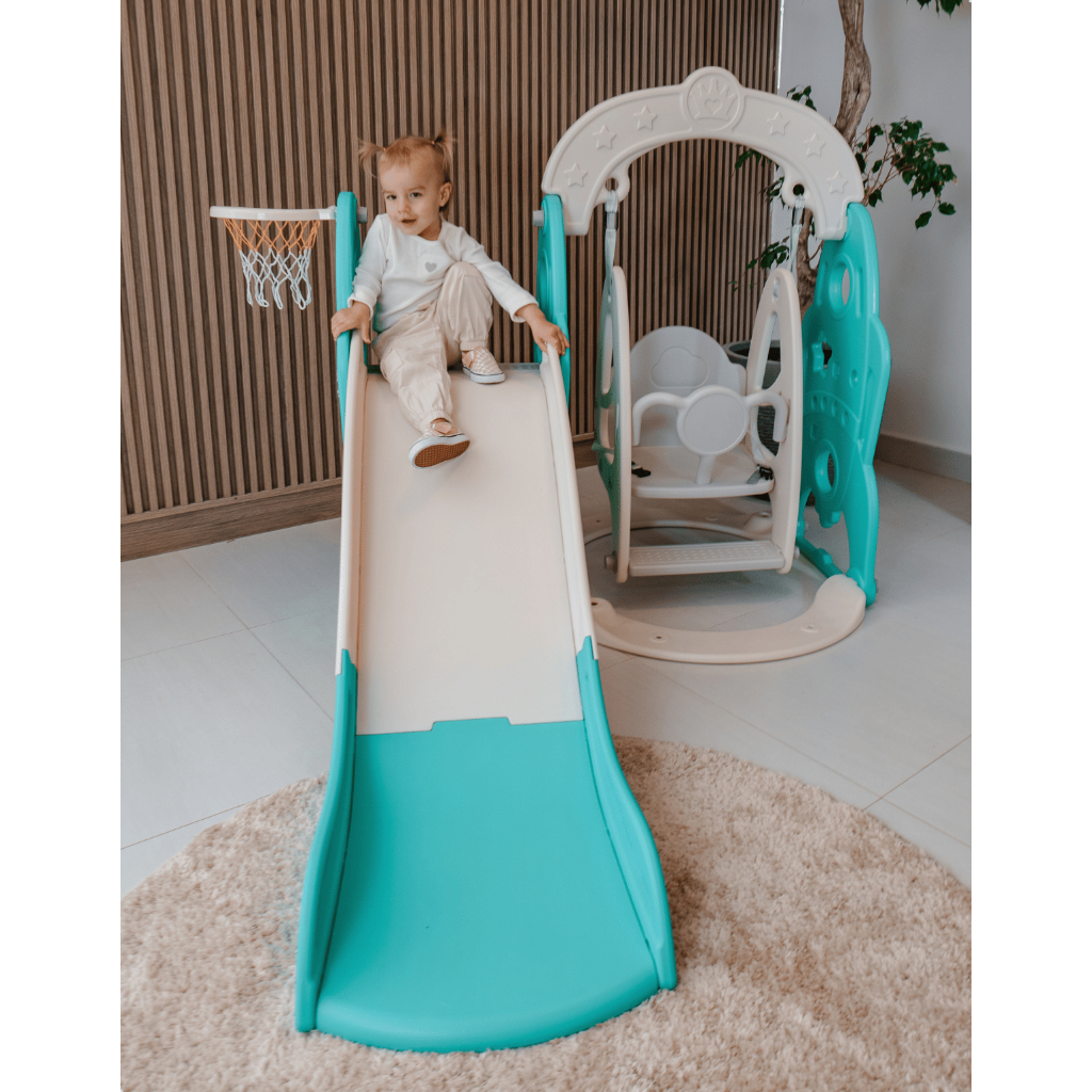 Balanço Infantil Indoor com Escorregador Freso Baby Aqua 2 em 1 Balança e Escorregador para Crianças