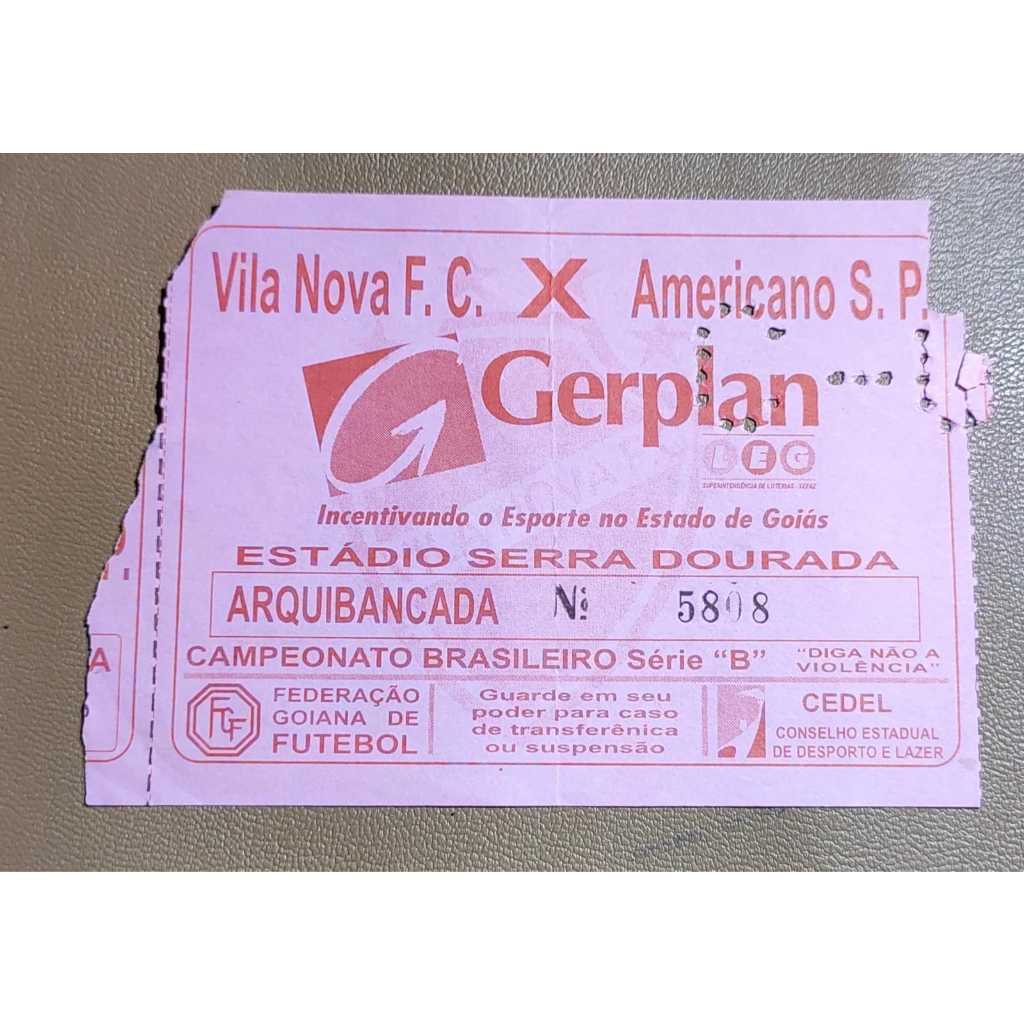 Ingresso Vila Nova Futebol Clube x Americano Sport Club Campeonato Brasileiro Série B