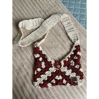Bolsa Bolsinha Crochê Alça Longa Granny Square Terracota Tiracolo/ Transversal Artesanal Boho