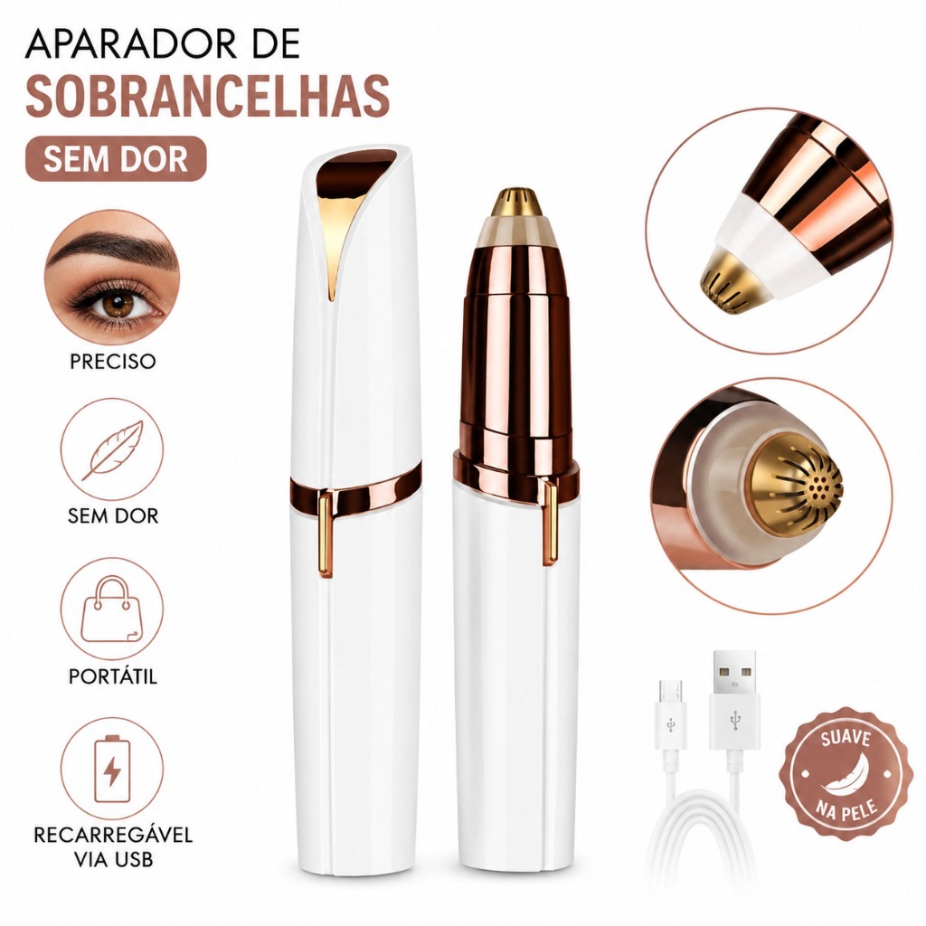 Depiladora Caneta Aparadora De Sobrancelha Rosto Portátil Elétrico Recarregável