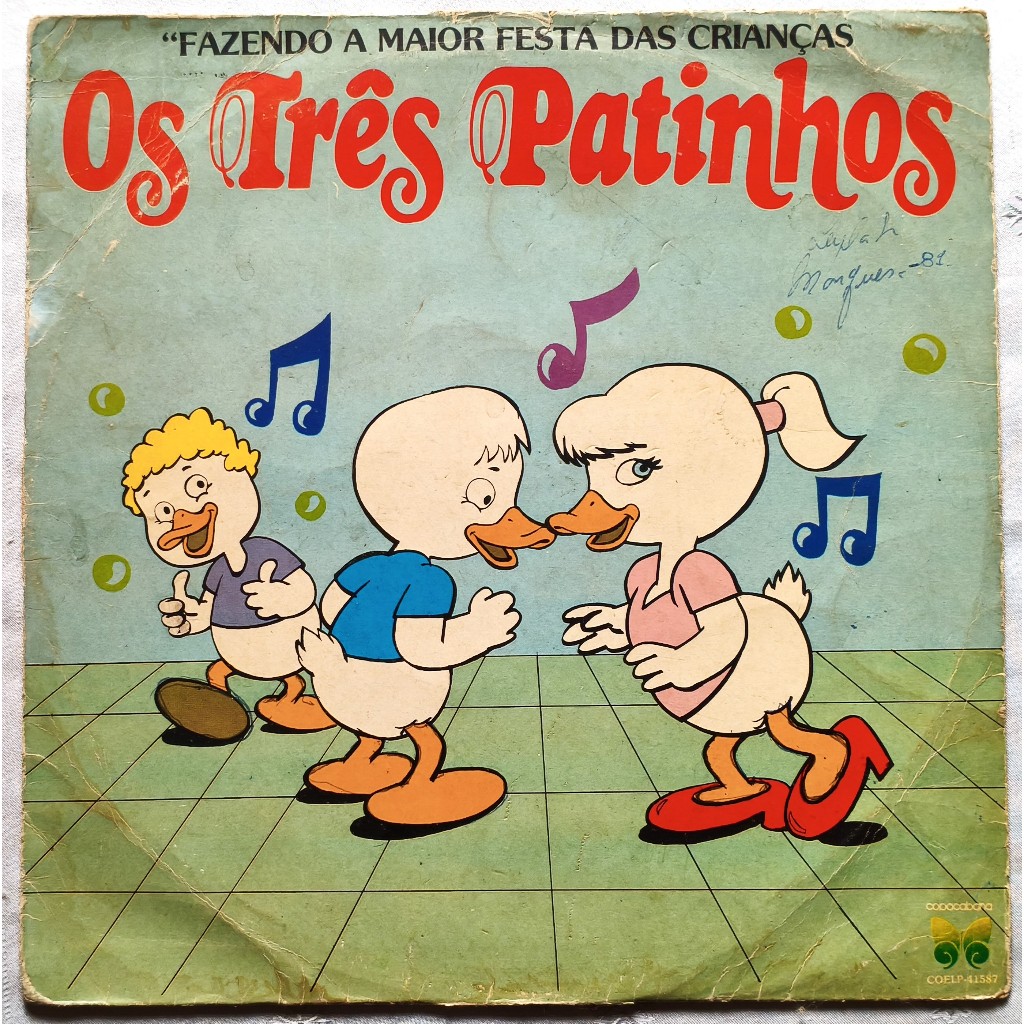 LP Vinil - Os três patinhos - Fazendo a maior festa das crianças