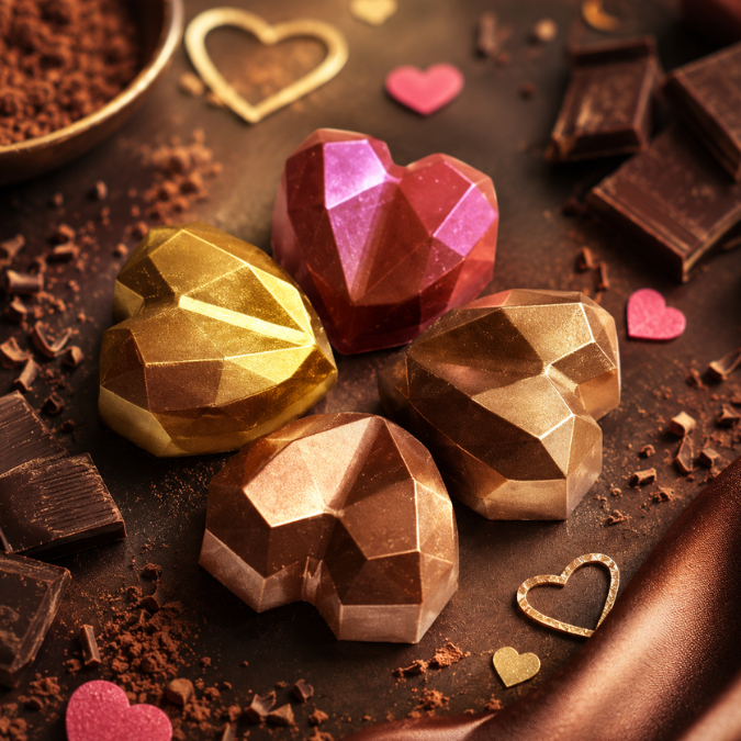 1~10 Forma Simples Bombom Coração Lapidado 9835 (B9) em Acetato BWB Para Bombom e Doces de Chocolate.(CHOCO) · foto 2