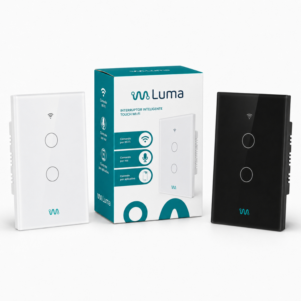 Interruptor Inteligente Smart Touch Wi-Fi Luma 3 Teclas Botões Preto e Branco