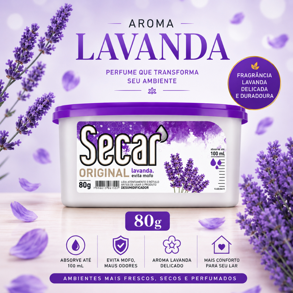 Anti Mofo Secar Original Desumidificador Lavanda e Floral 80g Para Armário Guarda Roupa Gaveta Banheiro 100ml ENVIO ÁGIL
