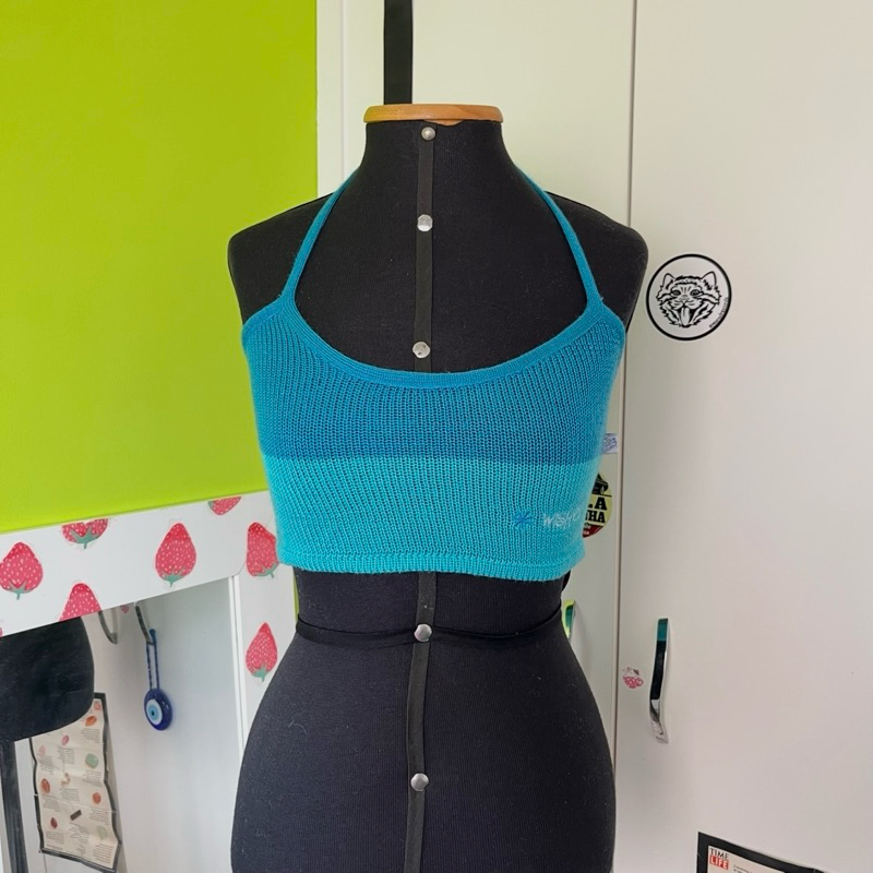 Cropped Azul Trico P Bazar Brecho Desapego Surfista Esportivo Y2K
