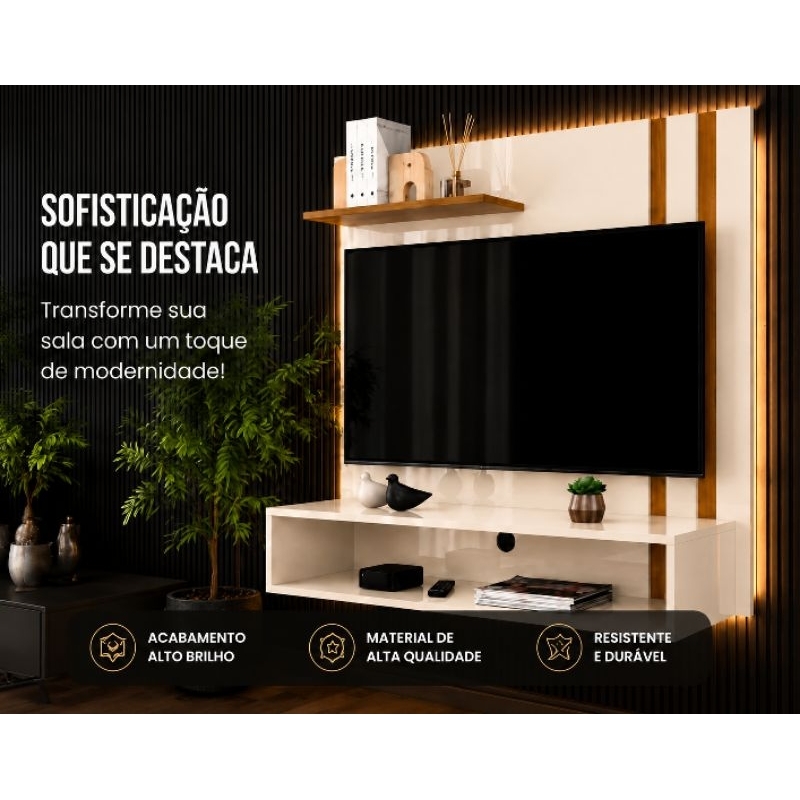 Painel Decorativo para TV 32” Light Sun com Nicho Sala Quarto