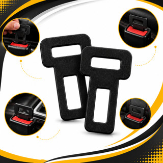 Kit Fivela Lingueta Clip Cinto de Segurança Anti Alarme Sonoro Universal Carro