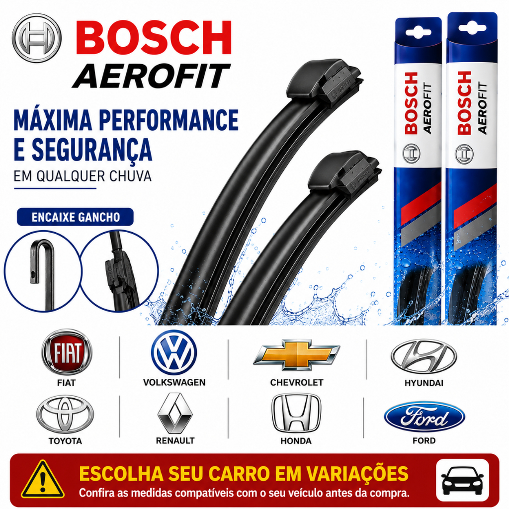 Par Palheta Bosch Dianteira Gancho Universal Fiat Vw Chevrolet Hyundai Toyota Re