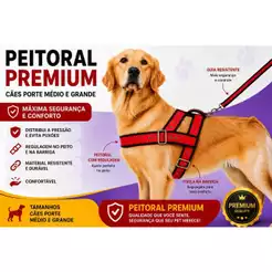 COLEIRA PEITORAL+GUIA 2 REGULAGEM PEITO E BARRIGA CÃES CACHORRO PORTE MEDIO/GRANDE DIRETO DE FABRICA