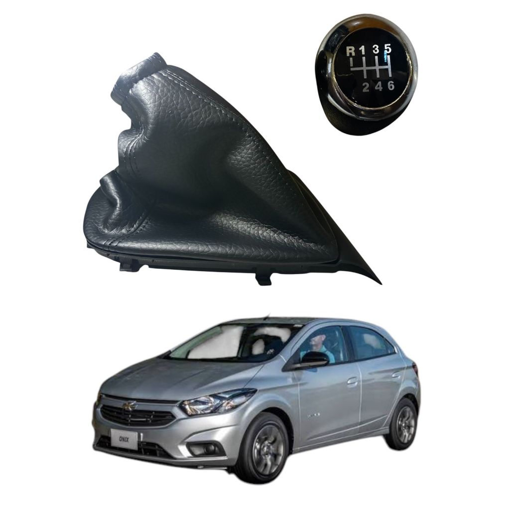 Kit Coifa ou Coifa de Câmbio ou Manopla Bola para Onix 2013 a 2019 -  Preto ou Prata