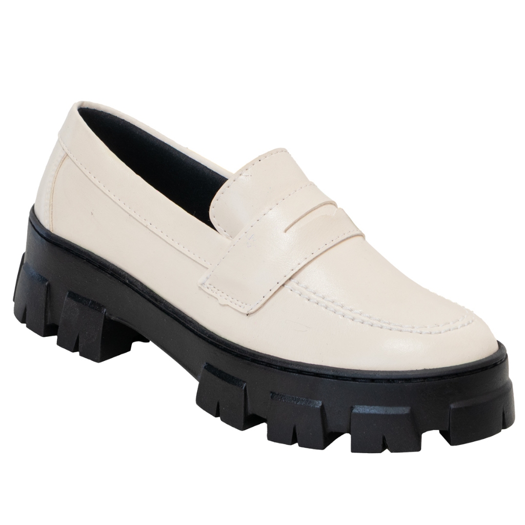 Mocassim Feminino Plataforma Confortável Solado em Borracha Tratorado Antiderrapante