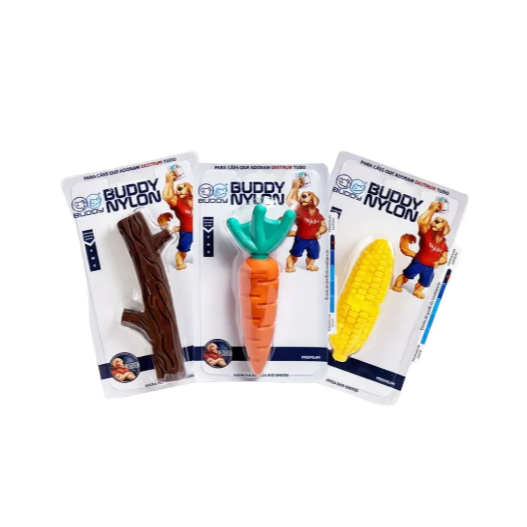 Kit Mordedor Pet: Graveto, Cenoura e Milho Buddy Toys, Resistente E Durável, Brinquedo para cachorro que Adora Roer