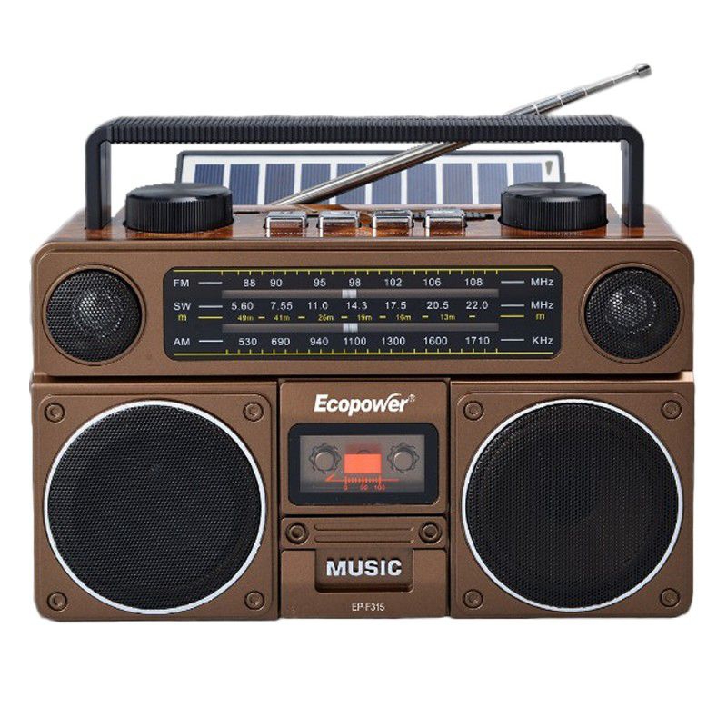 Rádio Portátil Retrô Com Bluetooth USB e FM/AM/SW – Caixa de Som Com Bateria Recarregável (EP-F315 ecopower )