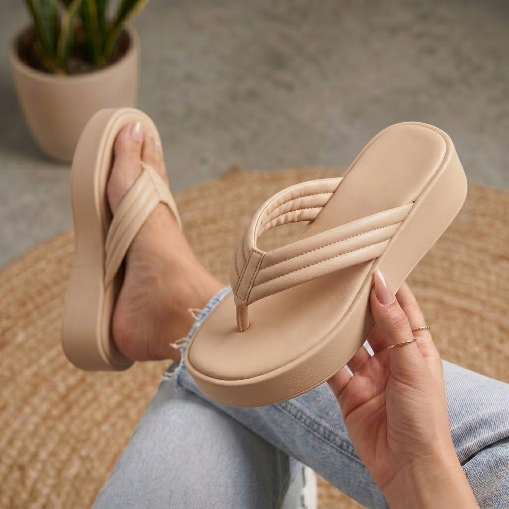 Chinelo Feminino Plataforma Delta Palmilha De Encaixe Anatômica Macio Confortável