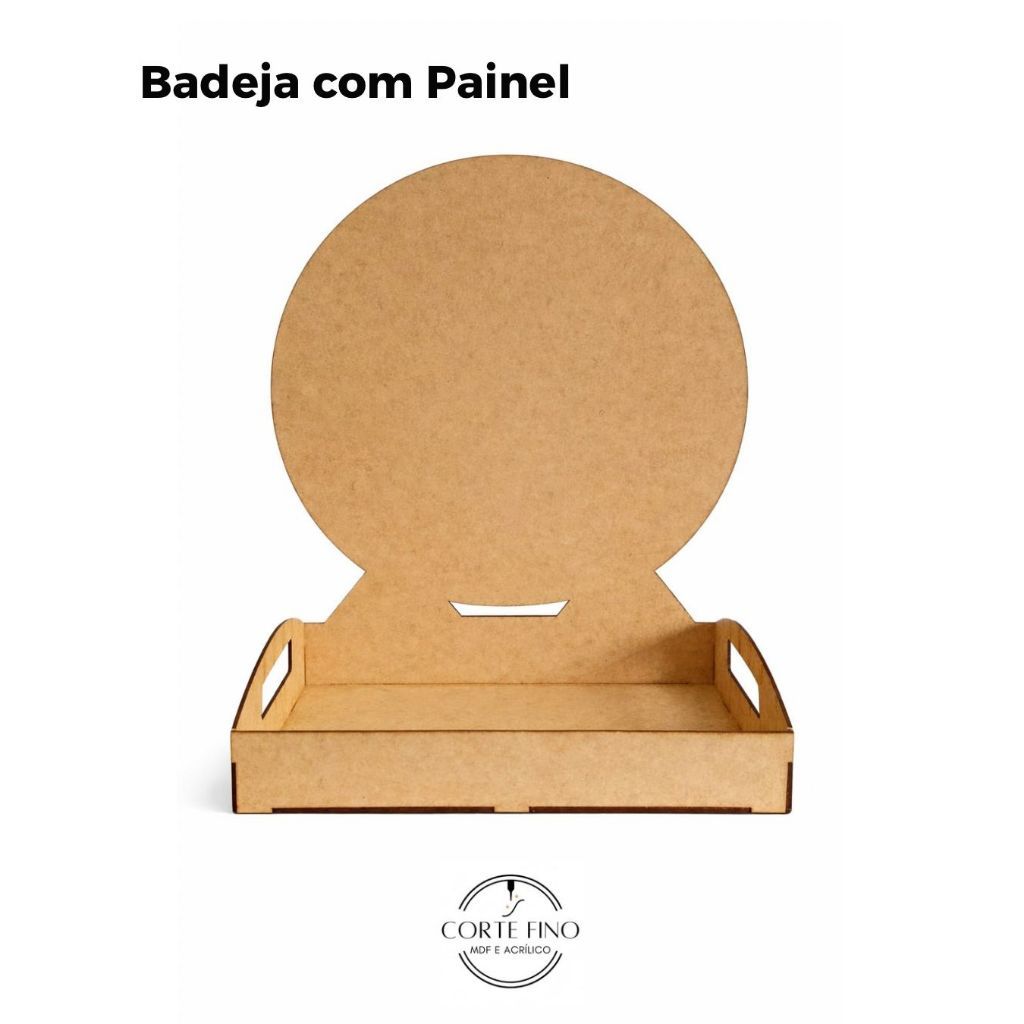 Painel com Bandeja Decorativo MDF cru | Festas | Cenários | Banners | Cesta