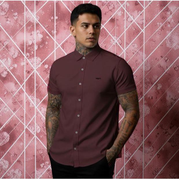 Camisa Masculina Não Amassa em Viscose e Elastano | Casual Confortável Social | AMORA ROSA