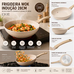 Frigideira Wok de Indução em Alumínio com Revestimento Cerâmico Granilite 28cm - Lyor