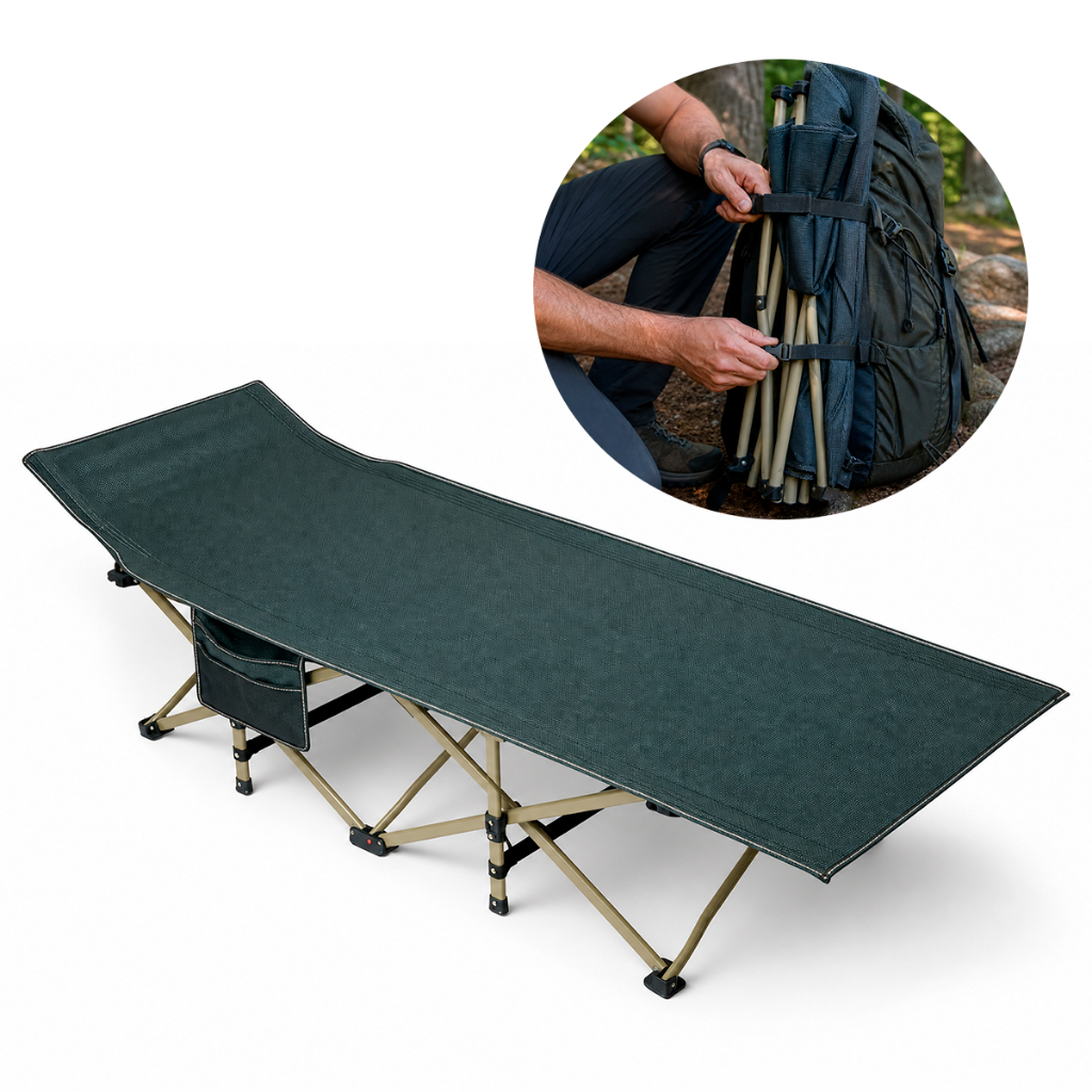 Cama Dobrável Camping Pescaria Festival Dream Estrutura de Aço 190x70cm Cinza -