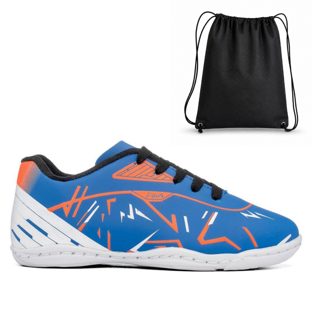 Kit Chuteira Infantil Masculino Quadra Salão Antiderrapante Mochila Confortável Resistente Acessível