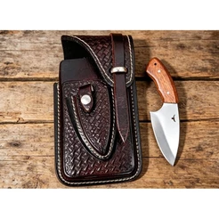 Capa Bainha de Celular Couro Porta Celular com Faquinha Inox Campeira Skinner Para Cinto Country