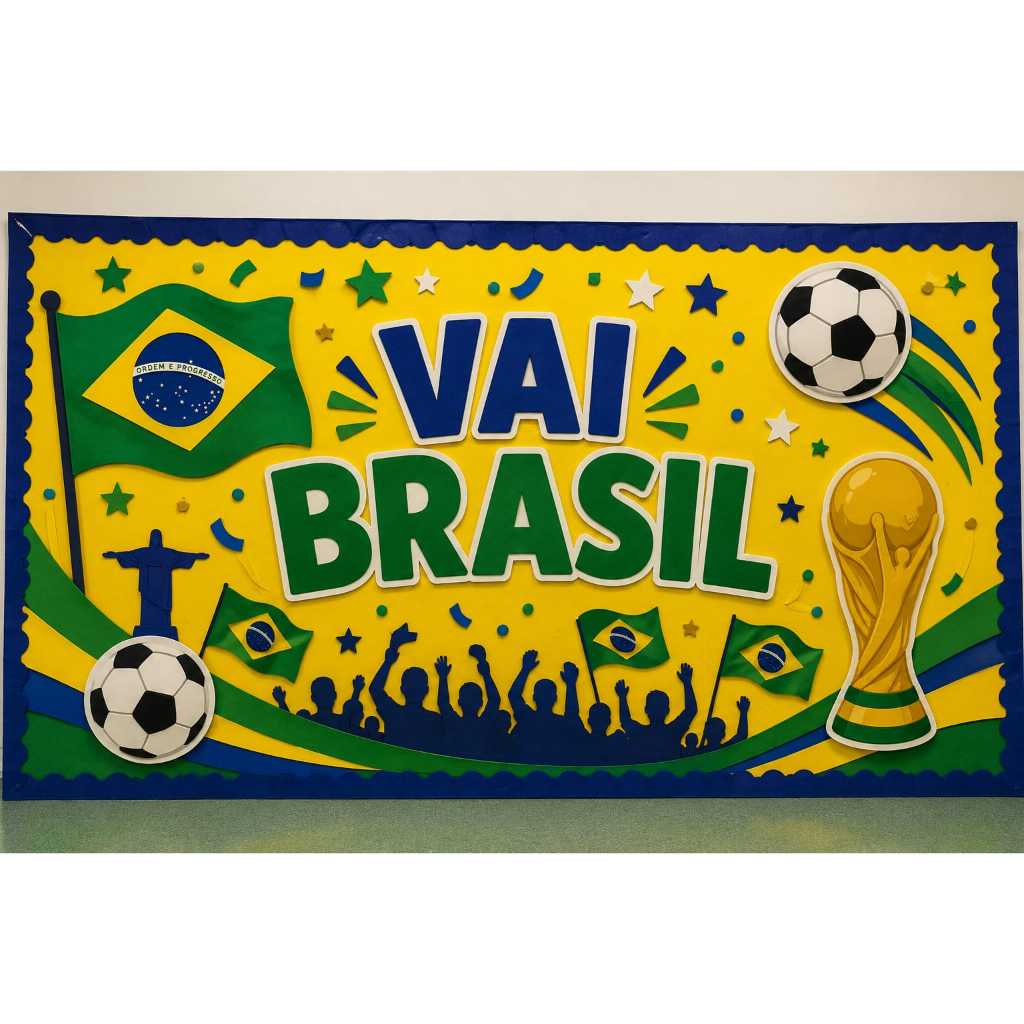 Painel Copa do Mundo Brasil Vai Brasil Banner Festa Futebol Decoração Tema Brasil Evento Completo