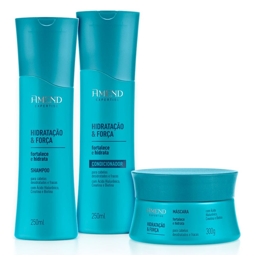 AMEND Kit Shampoo 250ML+ Condicionador 250ML+ Máscara | Expertise Hidratação e Força 300G