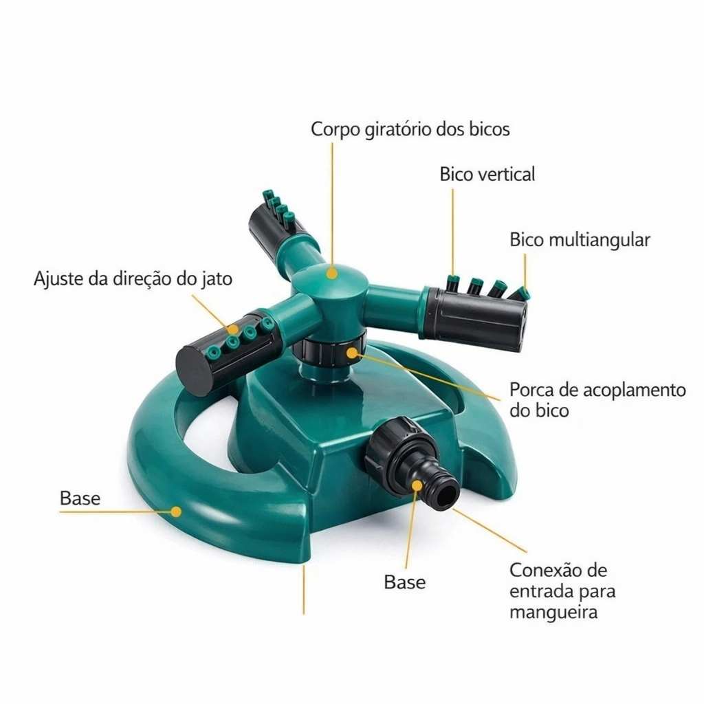 Aspersor de Irrigação 360° 12 Jatos de Plantas Jardim Grama Mangueira - Oferta